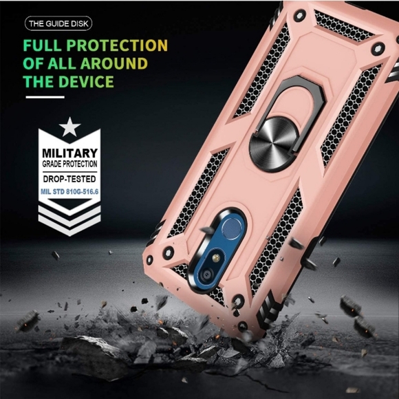 Gritup Metal Ring Kickstand Armor Cover Phone Case for LG K40, LG Solo Rose Gold - Picture 5 of 10